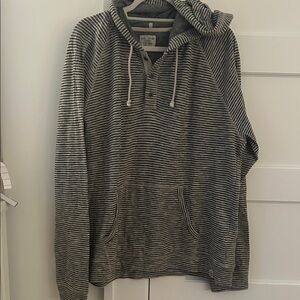 Lucky Brand Black and White fine Striped hooded Pullover in size XL